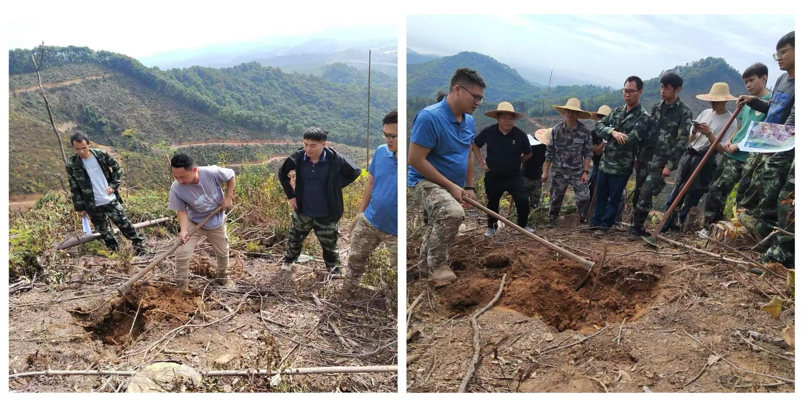 封开县江口镇（国合六角林场）3经营班新造林，备耕挖暗坎及放基肥坎培训